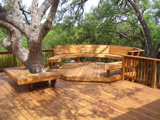 backyard-porch-of-exterior-amazing-wooden-backyard-decking-ideas-with-deck-forest-area
